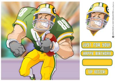 American Football Dude (green and Yellow) 8x8 Quick Card