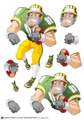 American Football Dude (green and Yellow) Decoupage Sheet