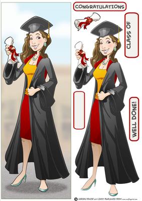 Graduation Lady (brown Hair) Large Dl