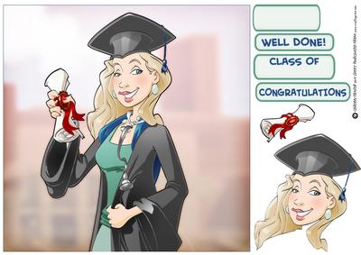 Graduation Lady (doctor) 8x8 Quick Card