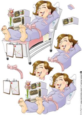 Get Well Soon Dudess (brown Hair) Decoupage Sheet