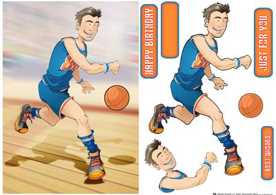 Basketball Dude Orange and Blue