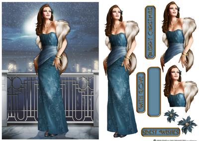 Art Deco Lady Pearl Christmas (blue)