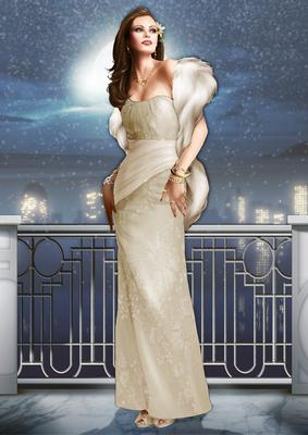 Art Deco Lady Pearl Christmas (cream) A4