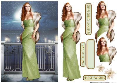 Art Deco Lady Pearl Christmas (light Green)