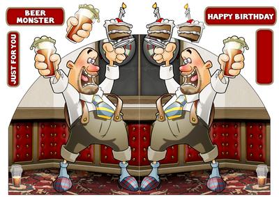 Goatee Beer and Cake Dude Shaped Card
