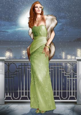 Art Deco Lady Pearl Christmas (light Green) A4