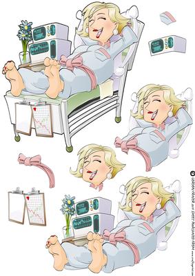 Get Well Soon Dudess (blond Hair) Decoupage Sheet