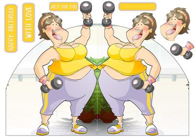 Get Fit Dudess 2 Shaped Card