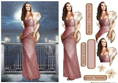 Art Deco Lady Pearl Christmas (pink)