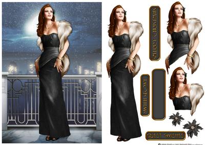 Art Deco Lady Pearl Christmas (black)