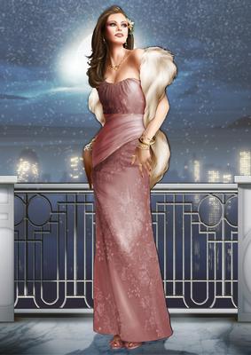 Art Deco Lady Pearl Christmas (pink) A4