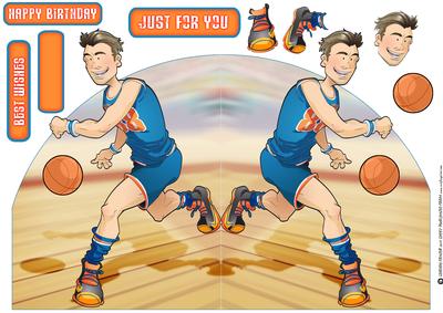 Basketball Dude Orange and Blue Shaped Card