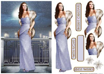 Art Deco Lady Pearl Christmas (lilac)
