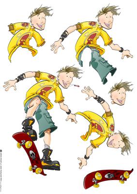 Skater Dude Yellow Decoupage Sheet