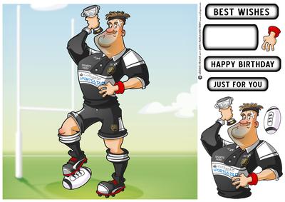 Rugby Dude: Black and White 8x8 Quick Card
