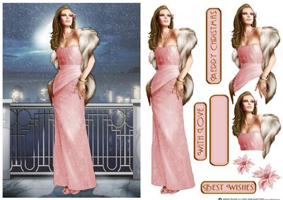 Art Deco Lady Pearl Christmas (lilght Pink)