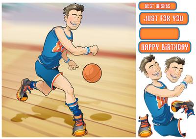 Basketball Dude (blue an Orange) 8x8 Quick Card