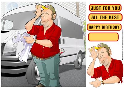 White Van Man Dude 8x8 Quick Card