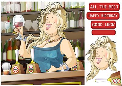Barmaid Dudess (blonde Hair) 8x8 Quick Card