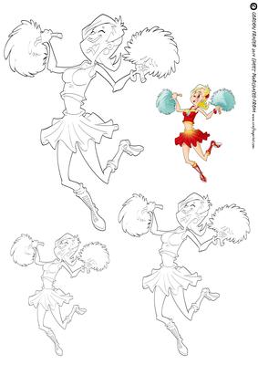 Cheerleader Dudess Digital Stamp