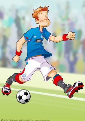 Football Dude Blue, Red and White A4