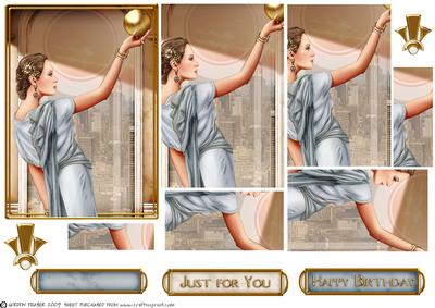 Art Deco Lady Pandore Light Blue Pyramid