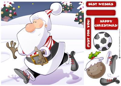 Football Santa Dude (red and White Stripes) 8x8 Quick Card