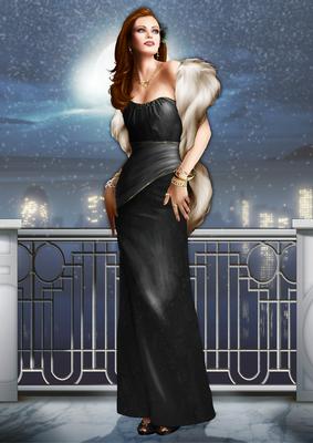 Art Deco Lady Pearl Christmas (black) A4