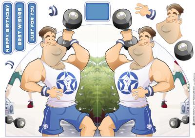 Get Fit Dude (blue) Shaped Card