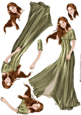 Lady Guinevere Decoupage Sheet (green)