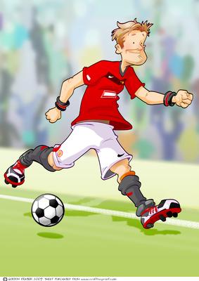 Football Dude Red, Black and White A4.