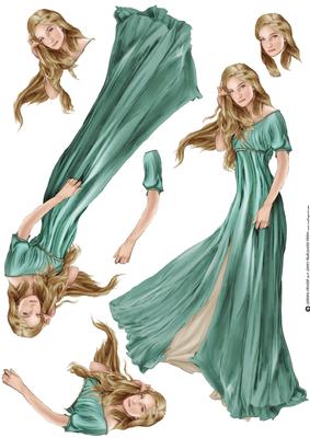 Lady Guinevere Decoupage Sheet (aqua)