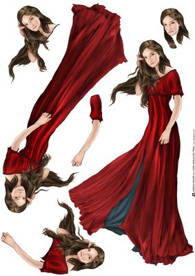 Lady Guinevere Decoupage Sheet (red)