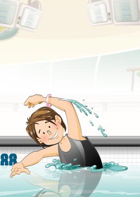 Swimmer Girl Black Costume A4