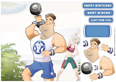 Get Fit Dude (blue) 8x8 Quick Card