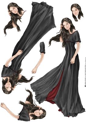 Lady Guinevere Decoupage Sheet (black)