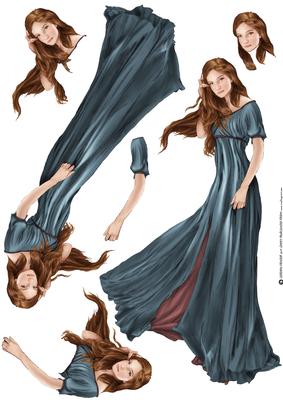 Lady Guinevere Decoupage Sheet (blue)