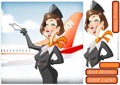 Air Hostess Orange 8x8 Quick Card