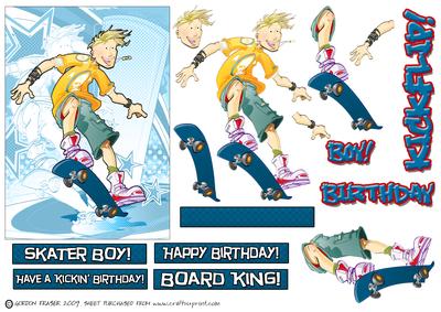 Skater Skateboarding Teen Dude Blue.