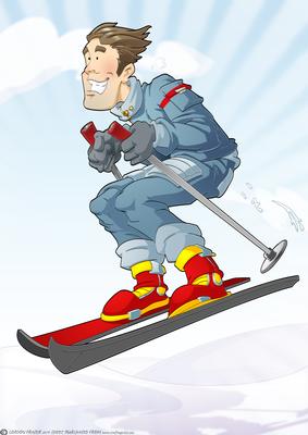 Skier Dude Blue A4