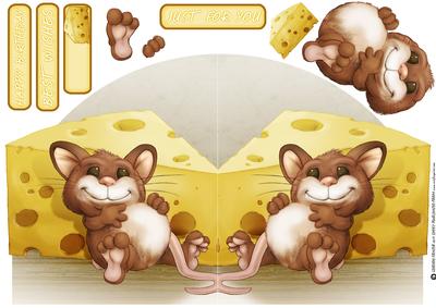 Too Much Cheese Mouse Shaped Card
