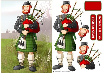 Bagpipe Player Dude Green Kilt