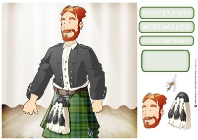 Kilt Dude Redbeard (green) 8x8 Quick Card
