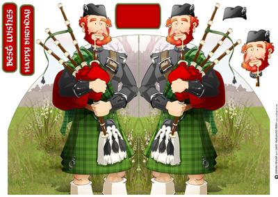 Bagpipe Player Dude Green Kilt Shaped