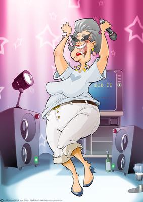 Karaoke Queen Dudess Grey Hair A4