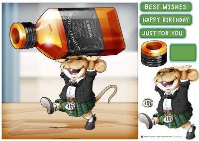 Scots Whisky Mouse! Green Kilt 8x8 Quick Card