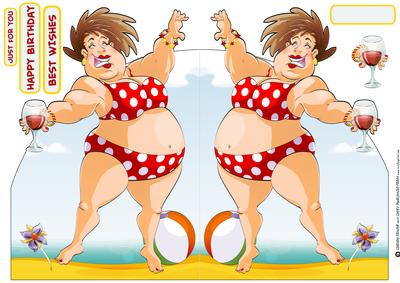 Beach and Wine Dudess Shaped Card