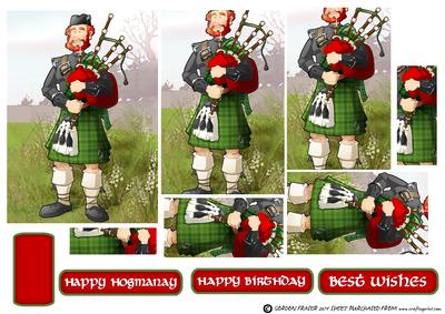 Bagpipe Player Dude Green Kilt Pyramid
