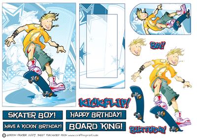 Skateboarding Teen Dude Blue Quick Card.